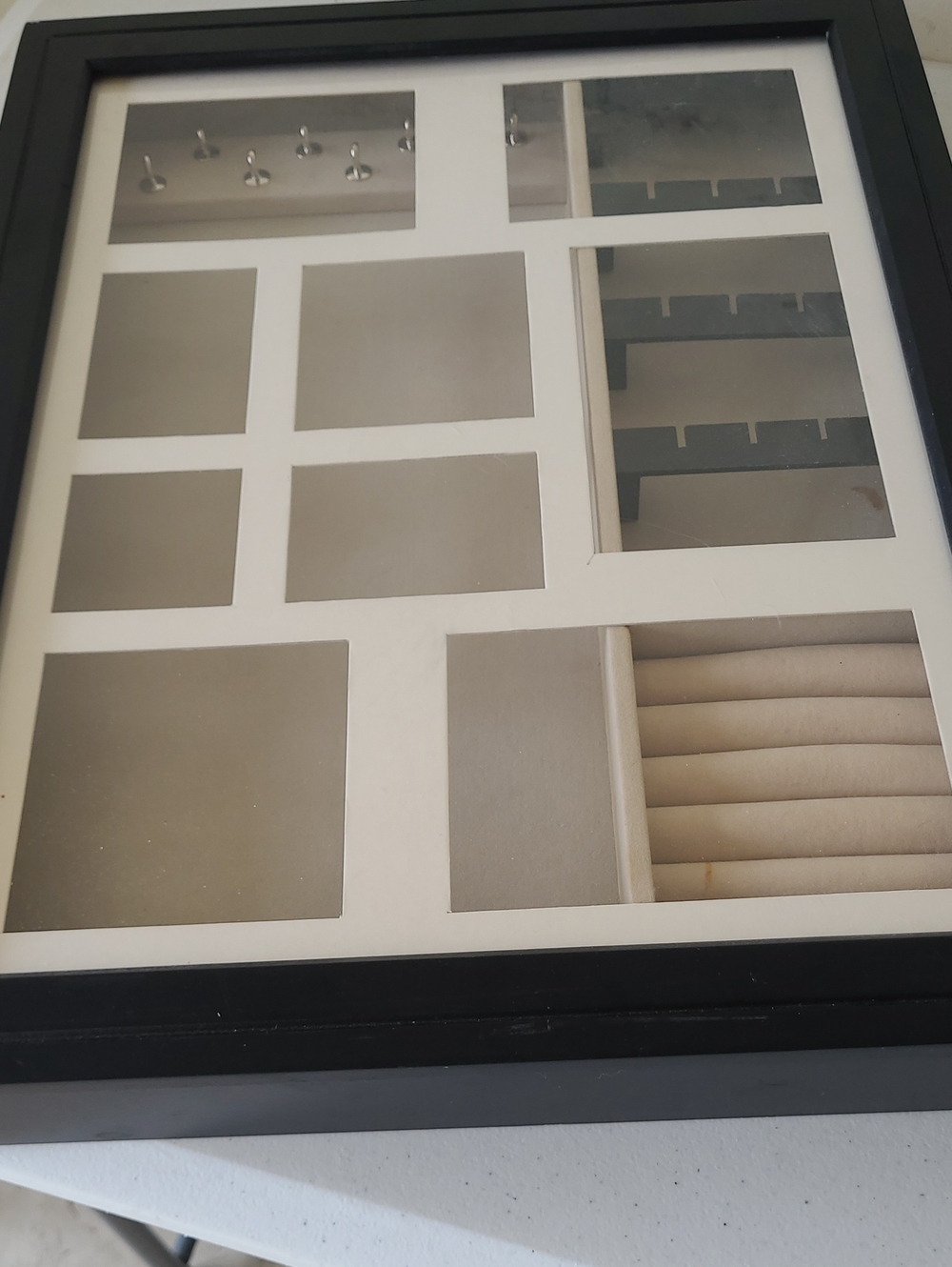 Black Jewelry Organizer Display Case with Cream Inserts